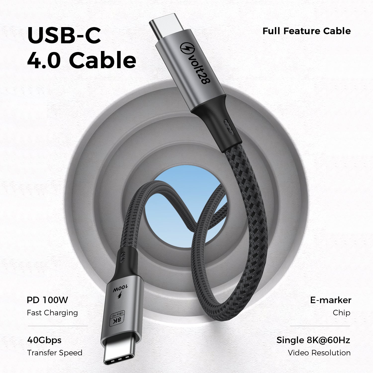 Volt28 Ultra 100W USB4.0 Cable (1.2m)